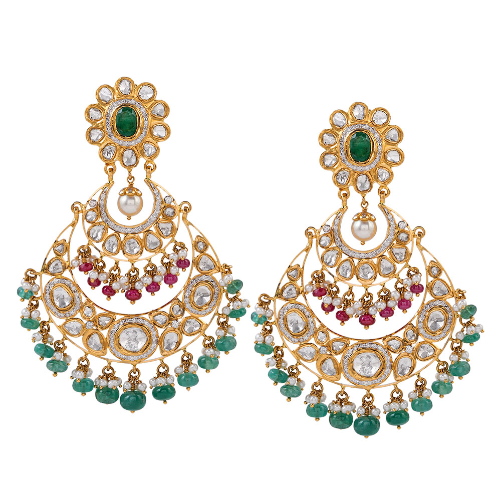 Patchi/Polki Earrings - Musaddilal Jewellers